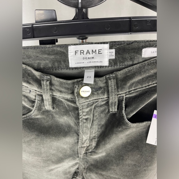 FRAME Le Mini Boot Ribbed Pine Green Velvet Pants Size 23 NWT - Picture 8 of 15